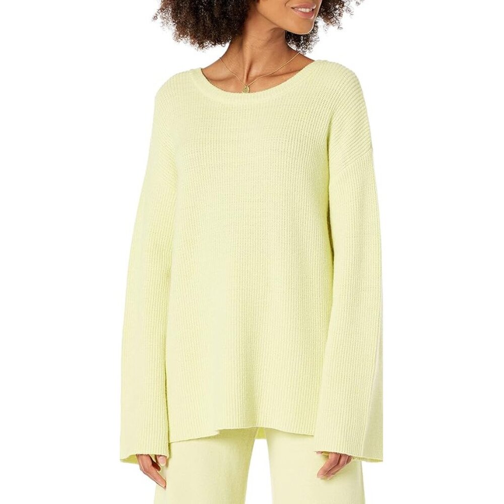 Soft Lemon Yellow/Green Bell Sleeve Sweater Pullover The Drop - S